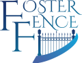 Foster Fence company logo featuring a blue stylized gate.